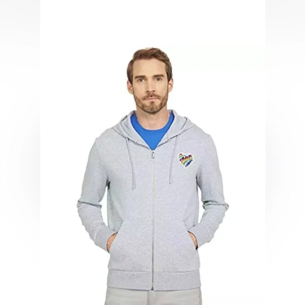 Michael Kors Men's Full-Zip Pride Heart Patch Hoodie Size M Heather Grey NWT - Picture 4 of 4
